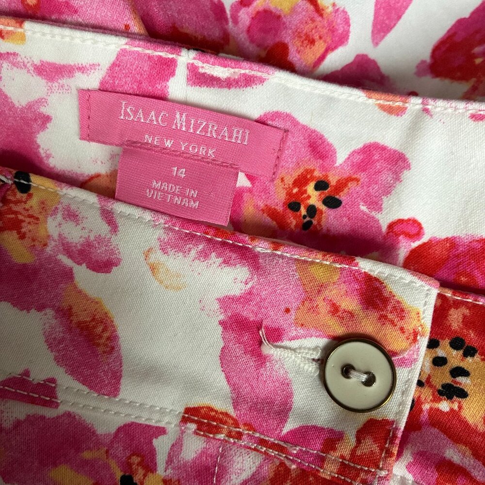 Isaac Mizrahi Pink and Yellow Floral Tailored Shorts - Size 14 - Picture 3 of 8